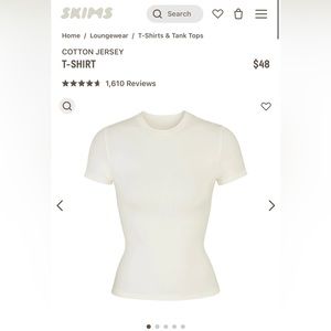 Skims Cotton Jersey T-shirt (medium) in color: Bone